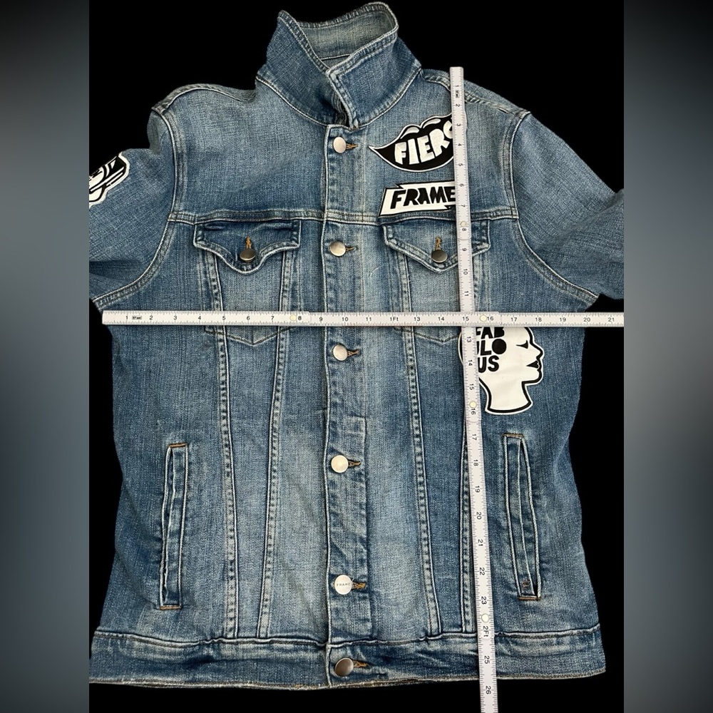 FRAME x Bjorn Iooss SS17 Denim Jacket Patches Distressed Blue Size M Rare - Picture 6 of 11